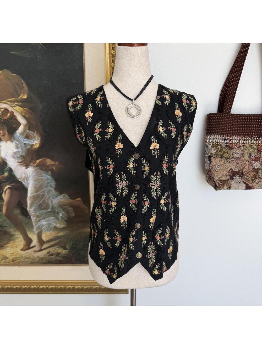 Whimsi vintage boho embroidered floral vest